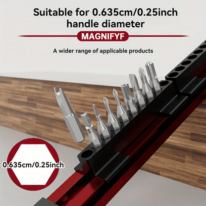 Pro-Series Aluminum Magnetic Hex Bit Organizer | 40-Slot 1/4" Drive Holder