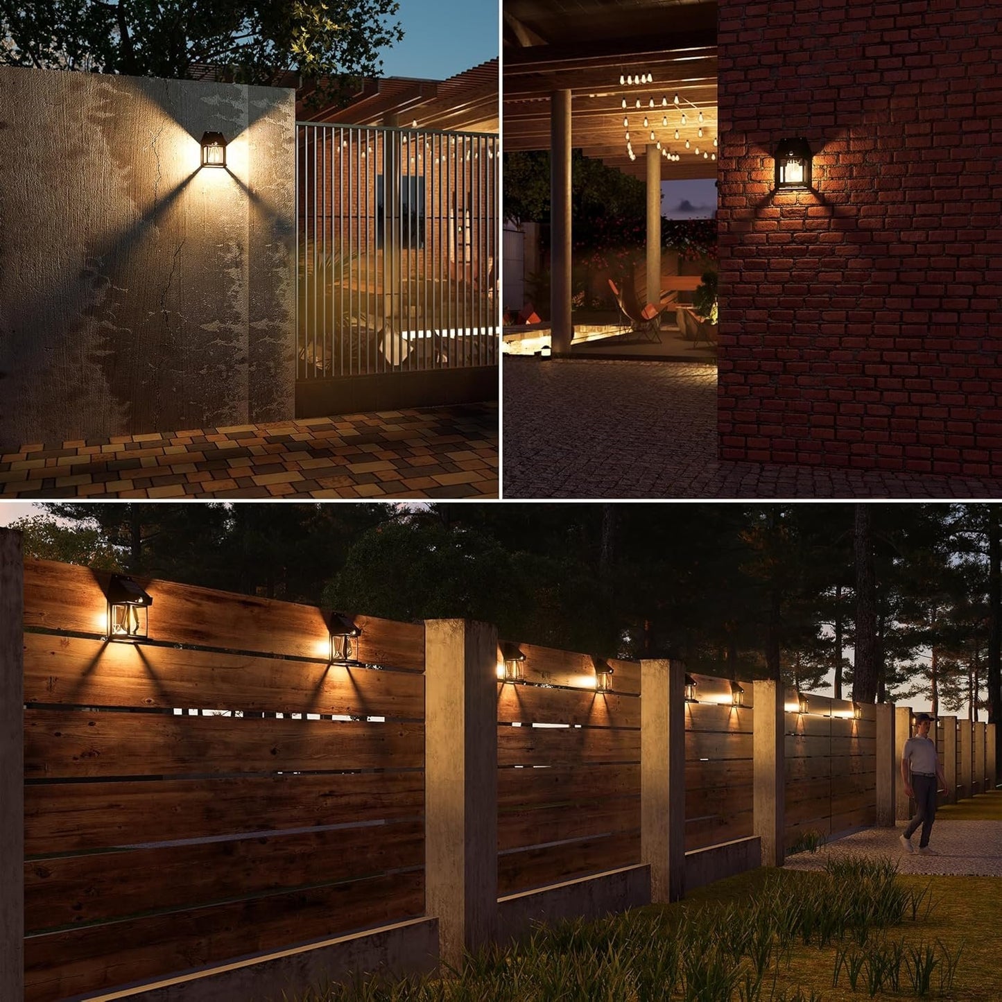 🎁Last Day 50% OFF🔥Solar Wall Lantern with 3 Modes & Motion Sensor, Dusk to Dawn Porch Lights Fixture, Waterproof Exterior Lighting