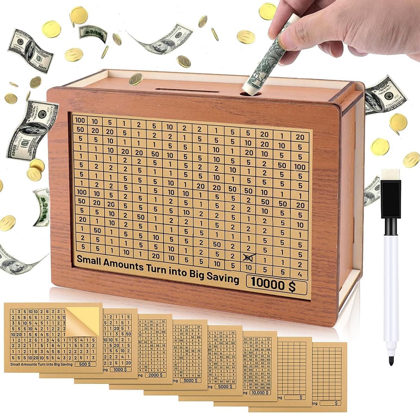 🎁 Hot Sale 49% OFF 🔥Retro Style Wooden Money Box with Counter Piggy Bank Handmade Saving Money Goal Piggy Bank
