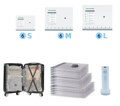 Travel Vacuum Compression Storage Bags with USB - Rechargeable Electric Pump