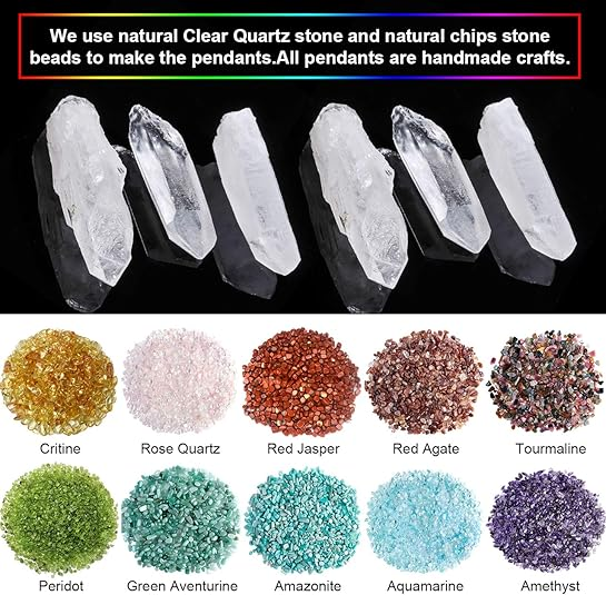 🌟7 Chakra Gemstone Wire Wrapped Natural Clear Quartz Healing Crystal Point Pendant Necklace