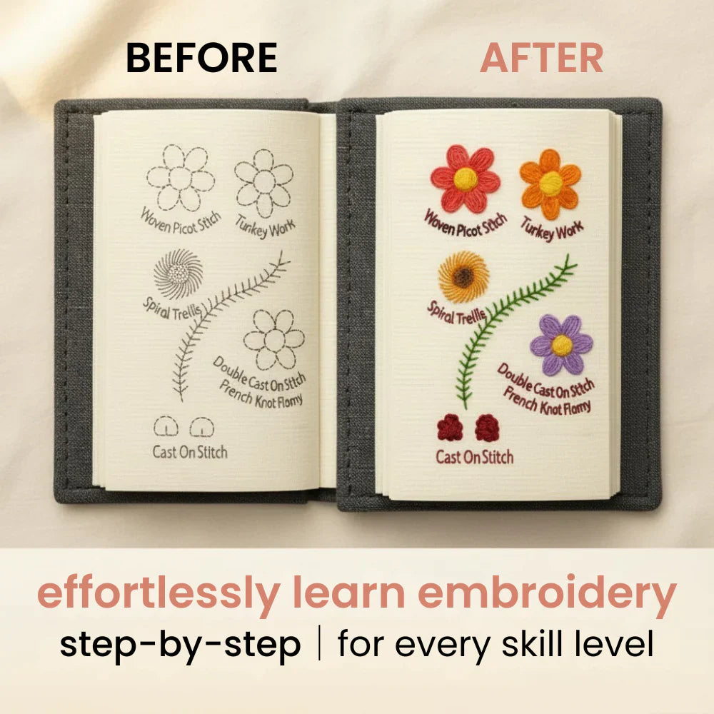 Embroidery Stitch Book⭐ – Beginner Sewing Guide for Adults with Starter Thread Kit & Step-by-Step Tutorials