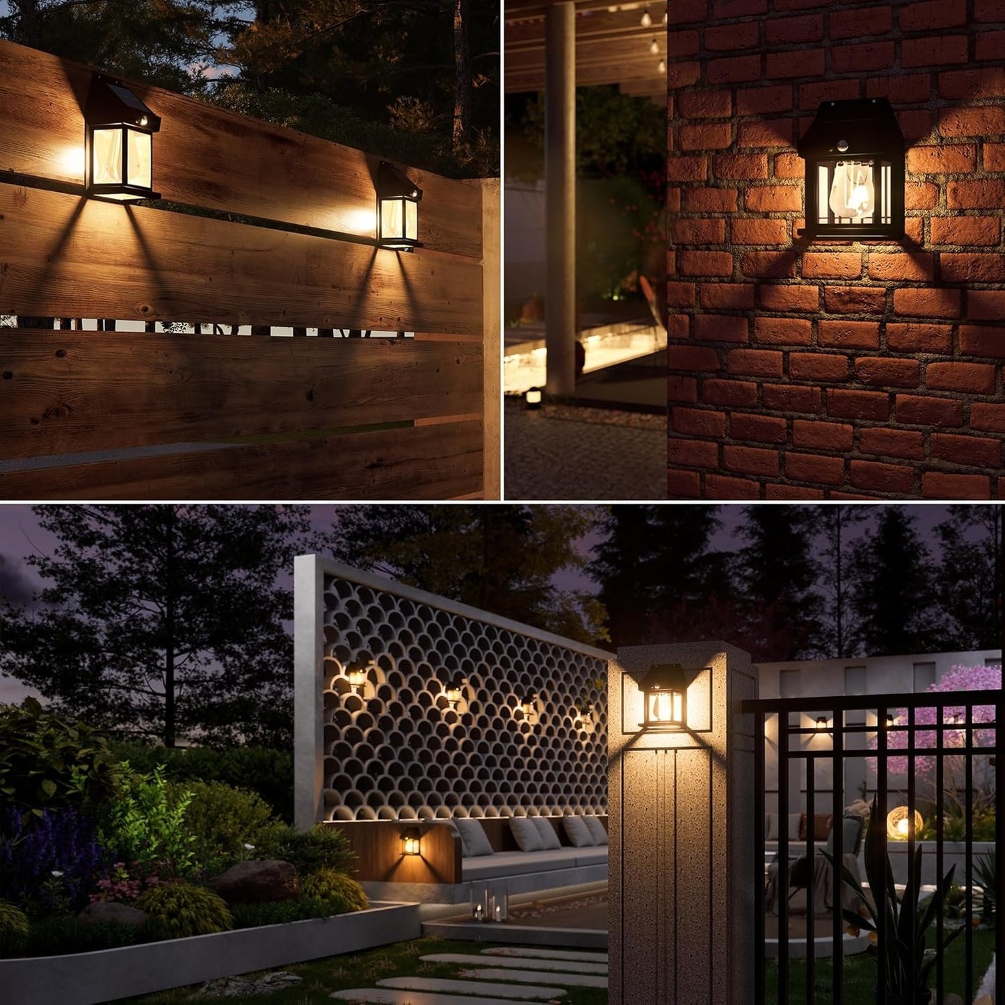 🎁Last Day 50% OFF🔥Solar Wall Lantern with 3 Modes & Motion Sensor, Dusk to Dawn Porch Lights Fixture, Waterproof Exterior Lighting