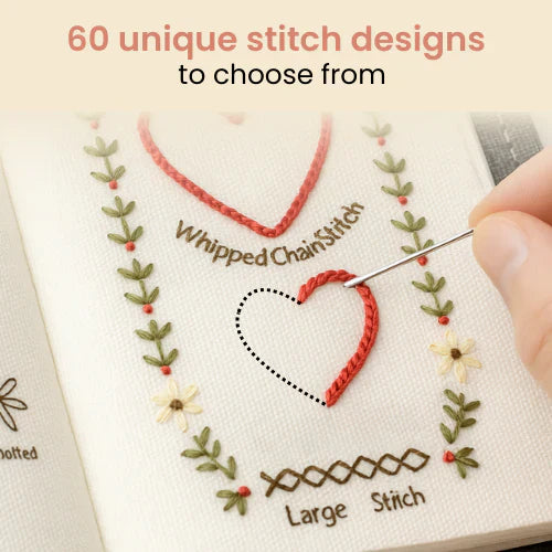 Embroidery Stitch Book⭐ – Beginner Sewing Guide for Adults with Starter Thread Kit & Step-by-Step Tutorials