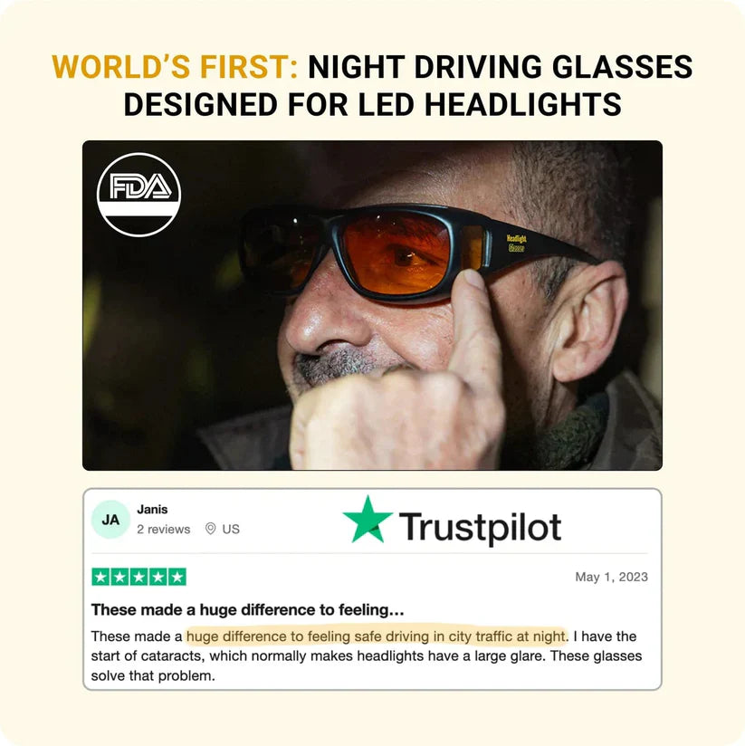 Fit Over Night Driving Glasses with GlareCut Technology