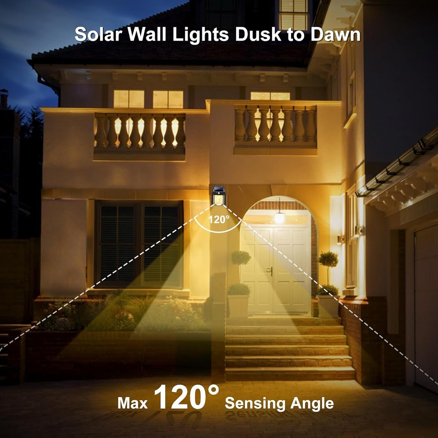 🎁Last Day 50% OFF🔥Solar Wall Lantern with 3 Modes & Motion Sensor, Dusk to Dawn Porch Lights Fixture, Waterproof Exterior Lighting