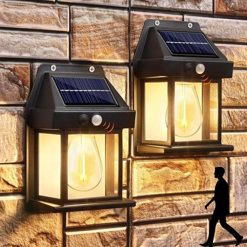🎁Last Day 50% OFF🔥Solar Wall Lantern with 3 Modes & Motion Sensor, Dusk to Dawn Porch Lights Fixture, Waterproof Exterior Lighting