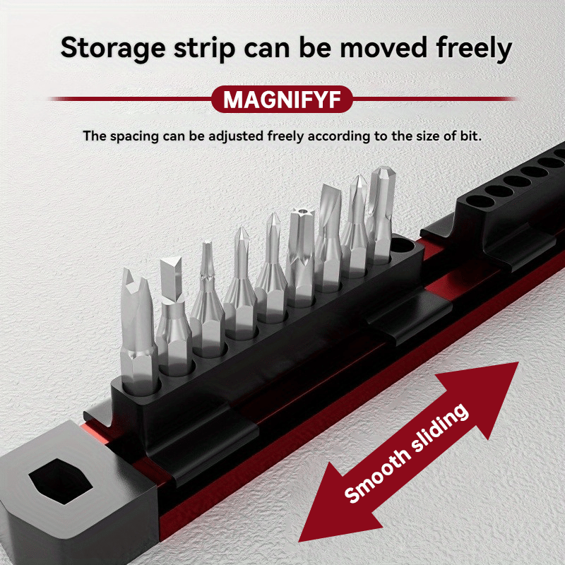 Pro-Series Aluminum Magnetic Hex Bit Organizer | 40-Slot 1/4" Drive Holder