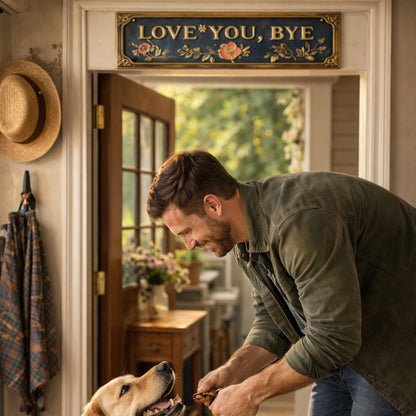 “Love You, Bye” Vintage Floral Wall Plaque
