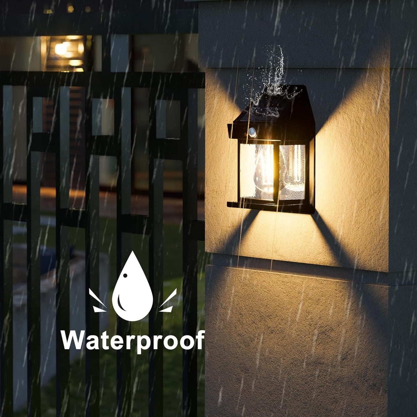 🎁Last Day 50% OFF🔥Solar Wall Lantern with 3 Modes & Motion Sensor, Dusk to Dawn Porch Lights Fixture, Waterproof Exterior Lighting