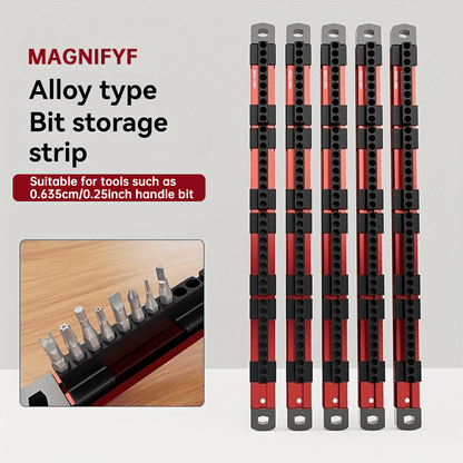 Pro-Series Aluminum Magnetic Hex Bit Organizer | 40-Slot 1/4" Drive Holder