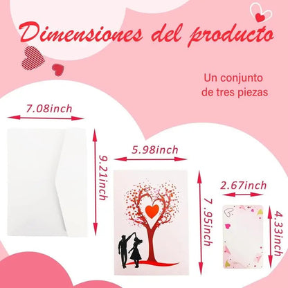 3D Pop-Up Anniversary Card - Romantic Love Tree & Hearts Design💌