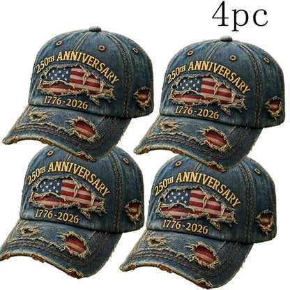 🎖 250th Anniversary 1776-2026 Distressed Denim Baseball Cap 🧢
