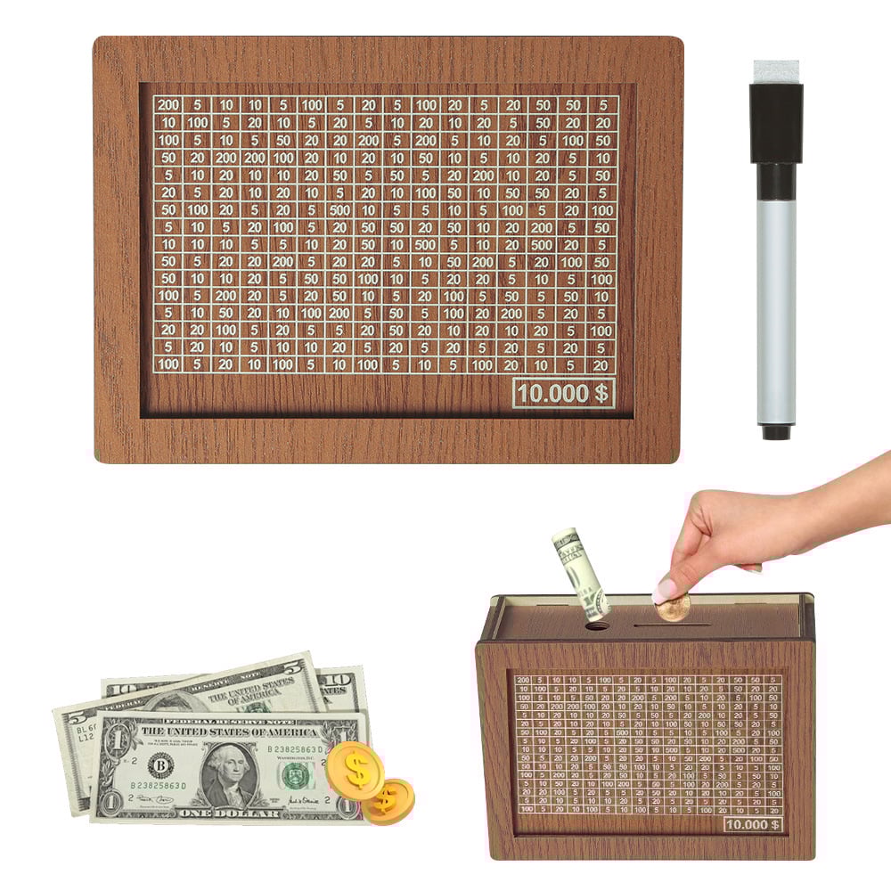 🎁 Hot Sale 49% OFF 🔥Retro Style Wooden Money Box with Counter Piggy Bank Handmade Saving Money Goal Piggy Bank