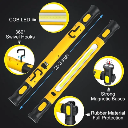 Under Hood Work Light Bar, 3000LM LED Magnetic Light Bar with Hooks, 5200mAh Cordless Rechargeable Hood Light