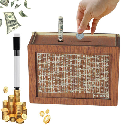🎁 Hot Sale 49% OFF 🔥Retro Style Wooden Money Box with Counter Piggy Bank Handmade Saving Money Goal Piggy Bank