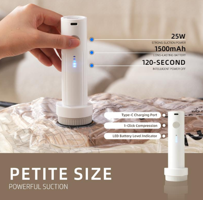 Travel Vacuum Compression Storage Bags with USB - Rechargeable Electric Pump