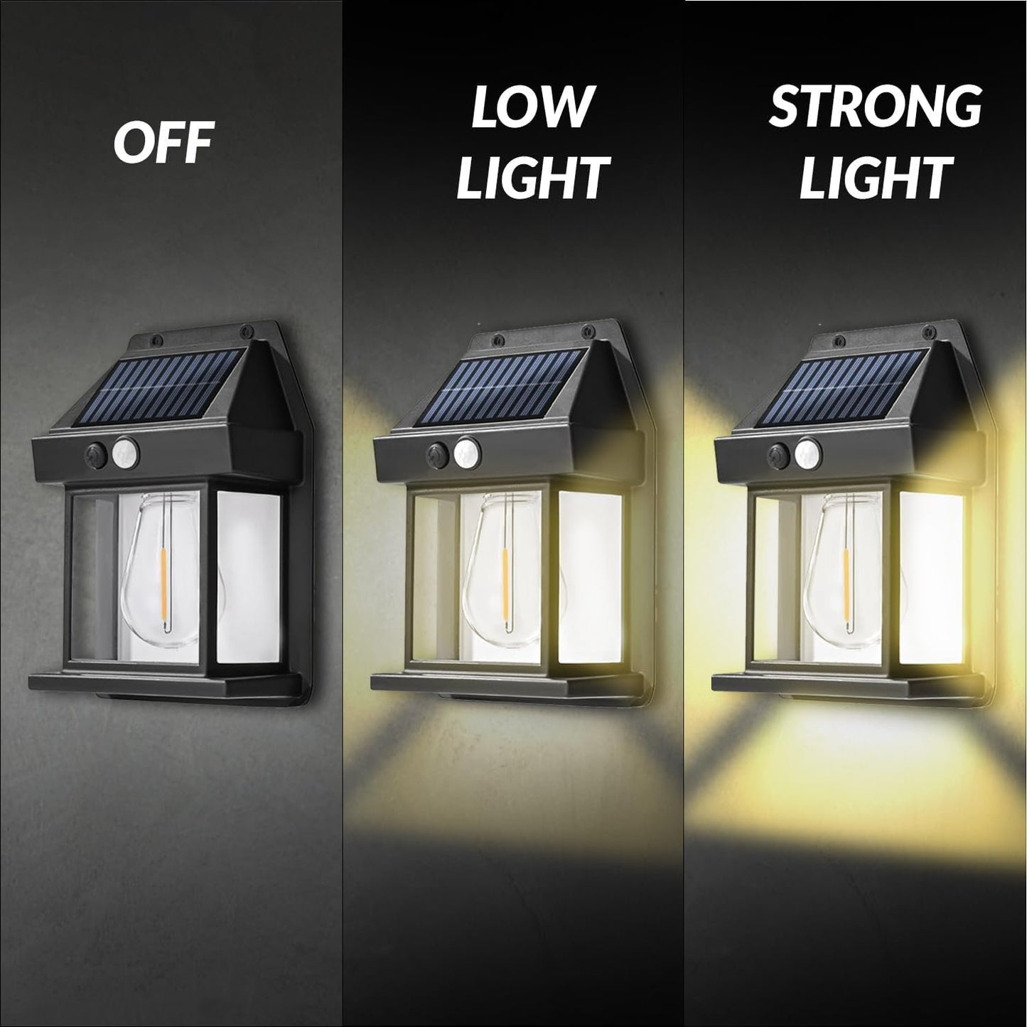 🎁Last Day 50% OFF🔥Solar Wall Lantern with 3 Modes & Motion Sensor, Dusk to Dawn Porch Lights Fixture, Waterproof Exterior Lighting