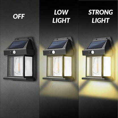 🎁Last Day 50% OFF🔥Solar Wall Lantern with 3 Modes & Motion Sensor, Dusk to Dawn Porch Lights Fixture, Waterproof Exterior Lighting