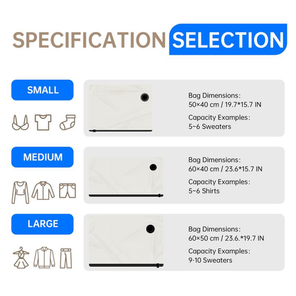 Travel Vacuum Compression Storage Bags with USB - Rechargeable Electric Pump