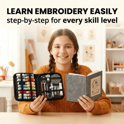 Embroidery Stitch Book⭐ – Beginner Sewing Guide for Adults with Starter Thread Kit & Step-by-Step Tutorials