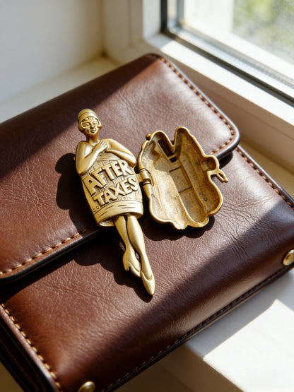 Vintage 1920s Flapper Girl “After Taxes” Movable Figural Brooch