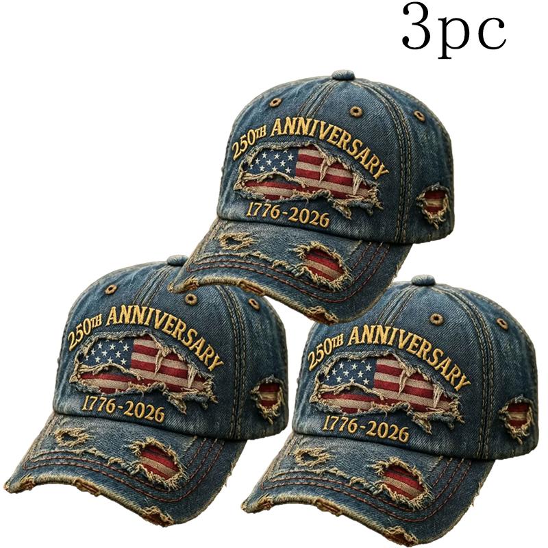 🎖 250th Anniversary 1776-2026 Distressed Denim Baseball Cap 🧢