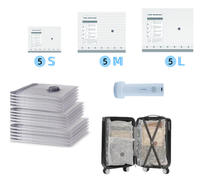 Travel Vacuum Compression Storage Bags with USB - Rechargeable Electric Pump