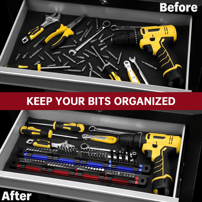 Pro-Series Aluminum Magnetic Hex Bit Organizer | 40-Slot 1/4" Drive Holder