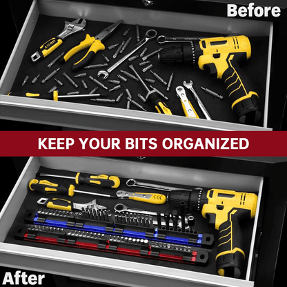 Pro-Series Aluminum Magnetic Hex Bit Organizer | 40-Slot 1/4" Drive Holder
