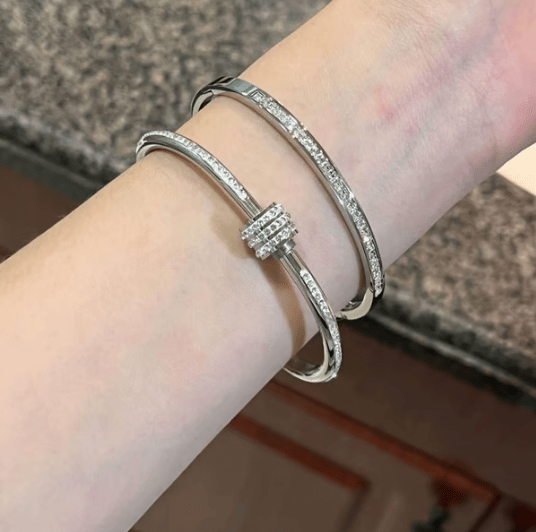 💎5-Piece Stainless Steel Starry Sky Bangles, 18K Gold-Plated