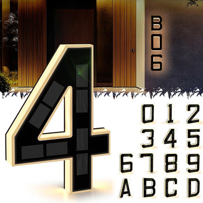 Solar Lighted House Numbers - 9 Inch Waterproof LED Address Signs