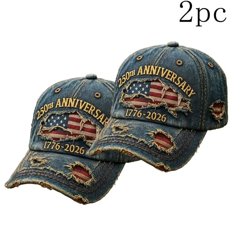 🎖 250th Anniversary 1776-2026 Distressed Denim Baseball Cap 🧢