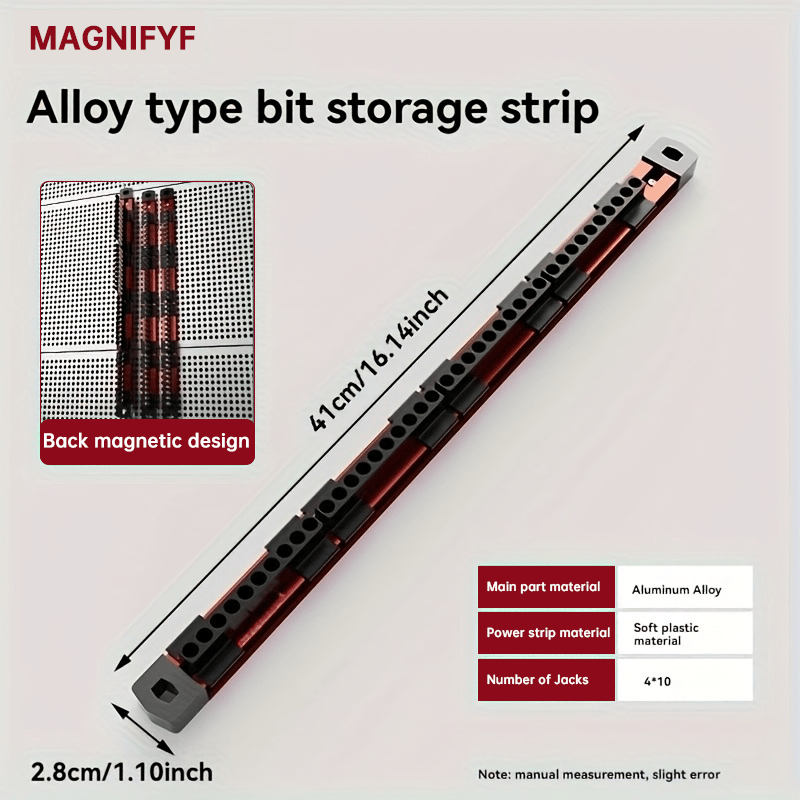 Pro-Series Aluminum Magnetic Hex Bit Organizer | 40-Slot 1/4" Drive Holder