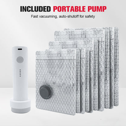 Travel Vacuum Compression Storage Bags with USB - Rechargeable Electric Pump