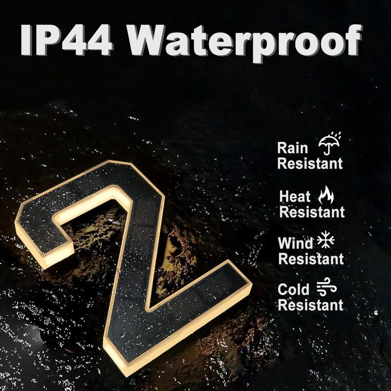 Solar Lighted House Numbers - 9 Inch Waterproof LED Address Signs